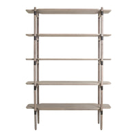 Wooden bookshelf in a light, natural finish with smooth, minimalist lines and evenly spaced shelves.
