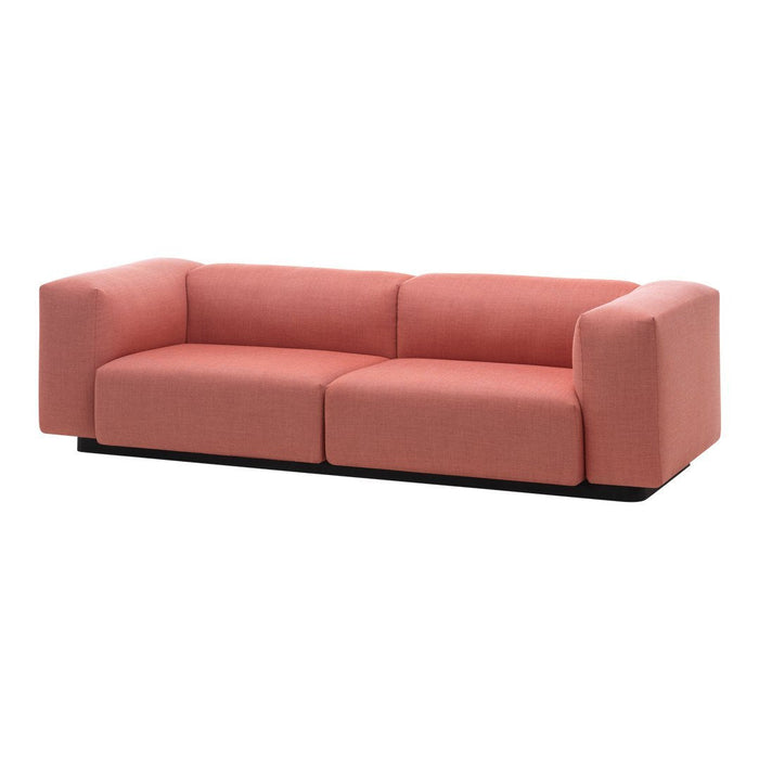 Rust orange modern couch with a sleek, solid design and minimalist shape, perfect for contemporary living spaces.
