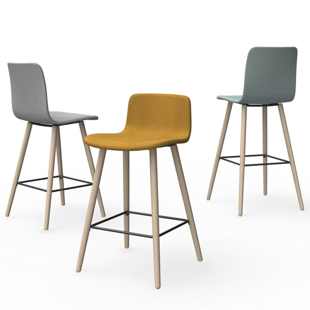 Sola Bar Stool - 4 Leg Wood Base - Fully Upholstered