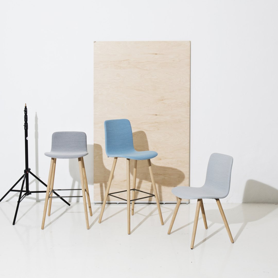 Sola Bar Stool - 4 Leg Wood Base - Fully Upholstered