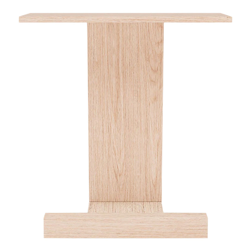 Wooden side table in a light oak finish with a minimalist design and clean lines. Perfect for modern interiors.