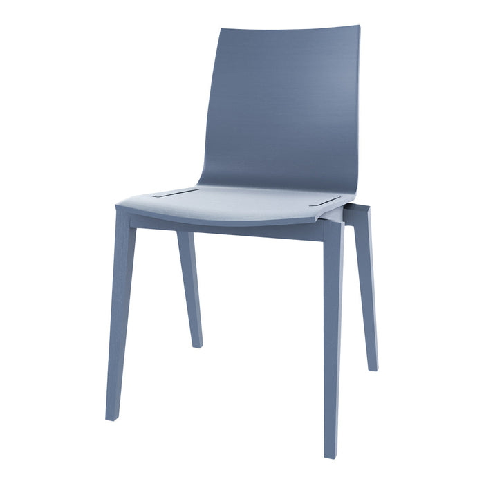Light blue modern chair with a smooth finish and minimalist design, perfect for contemporary decor.