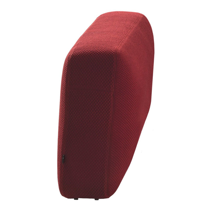 Red textured cushion with a smooth, modern design and subtle patterns for a stylish home accessory.