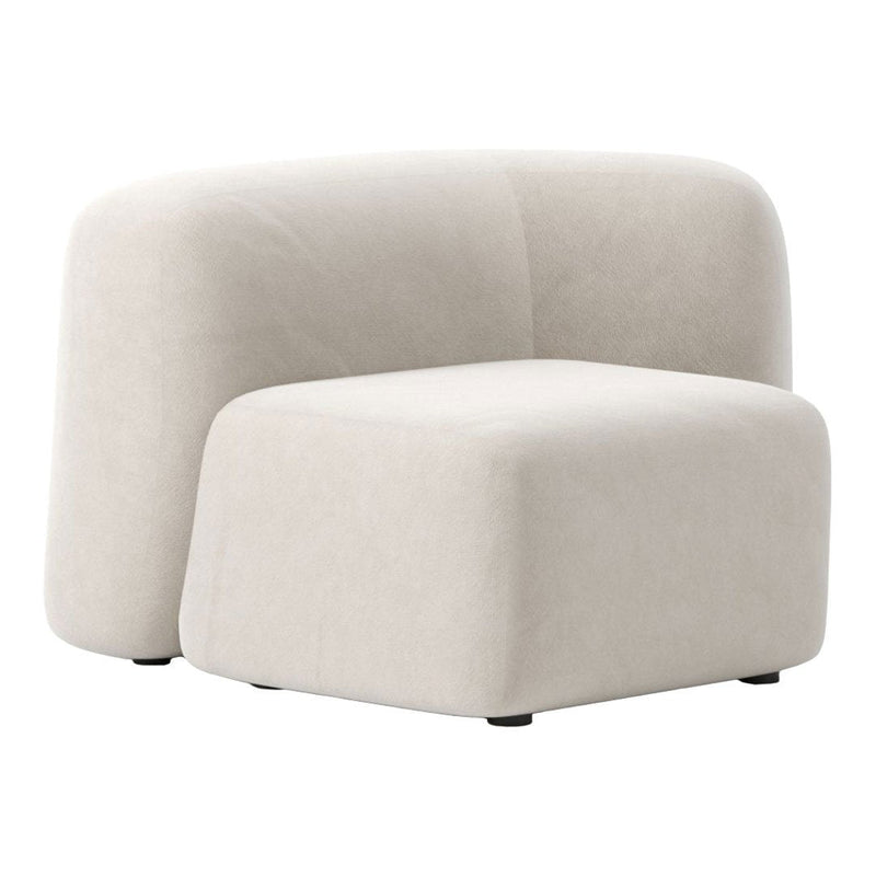 Stylish cream-colored armchair with a smooth, minimalist design. Perfect for modern decor.