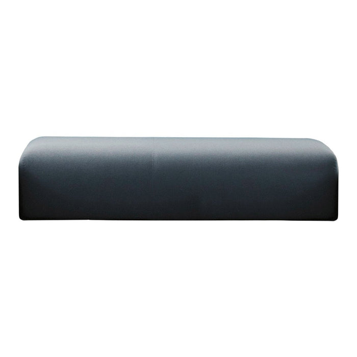Sleek dark gray upholstered bench with a smooth, minimalist design, perfect for modern decor.