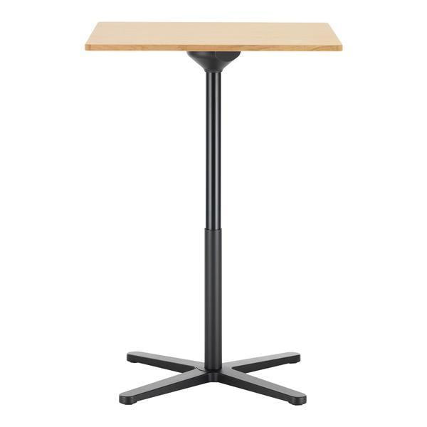 Light wood tabletop with a natural finish, black metal base, sleek and modern design. Perfect for any space.