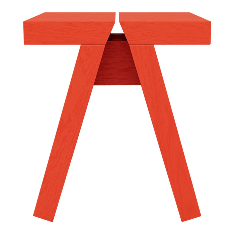 Bright orange side table with a sleek, modern design and geometric pattern, perfect for contemporary decor.