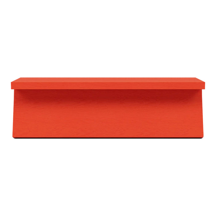 Bright orange rectangular storage bench with a smooth, matte finish. Perfect for minimalist decor.