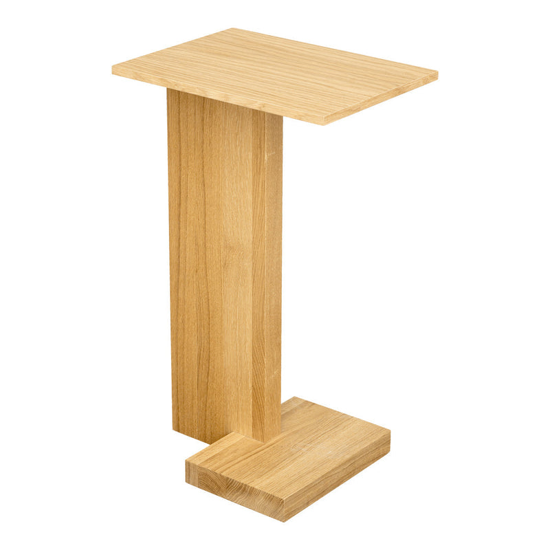 Natural wooden side table in light bamboo finish, featuring a minimalist design and clean lines.