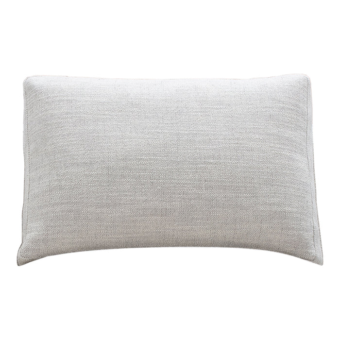 Light gray textured pillow with a subtle linen pattern, perfect for modern home decor.
