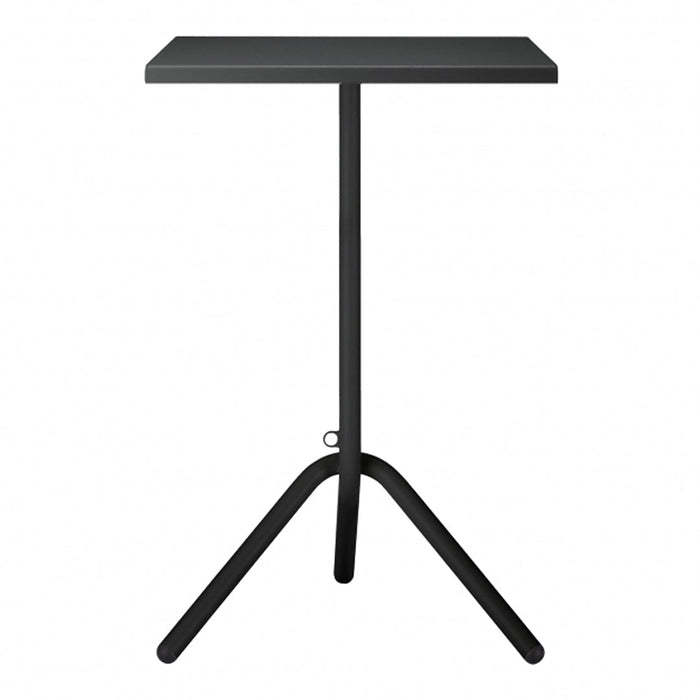Sleek black metal side table with a minimalist design and smooth surface, perfect for modern decor.