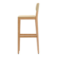 Cream seat with a natural wood frame, showcasing a sleek, minimalist design. Perfect for modern interiors.