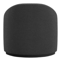 Black textured fabric speaker with a smooth, rounded top and a subtle pattern for a modern aesthetic.