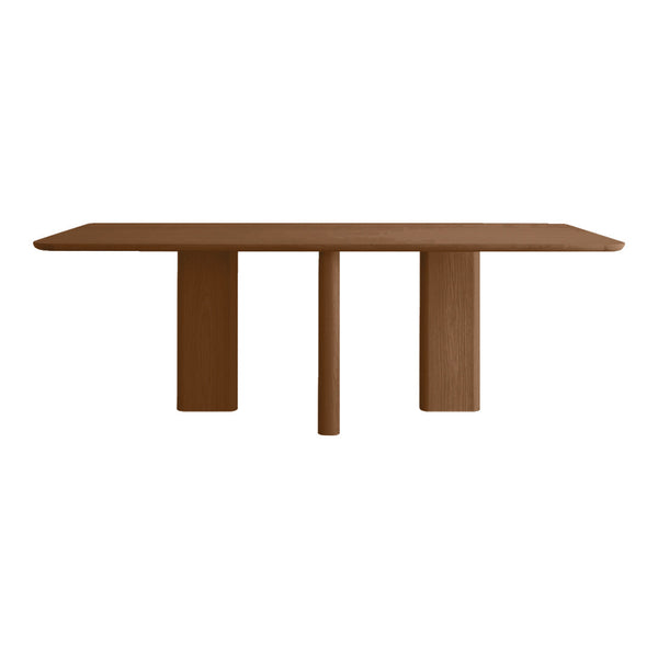 Brown minimalist table with a smooth finish and geometric pattern. Ideal for modern decor.