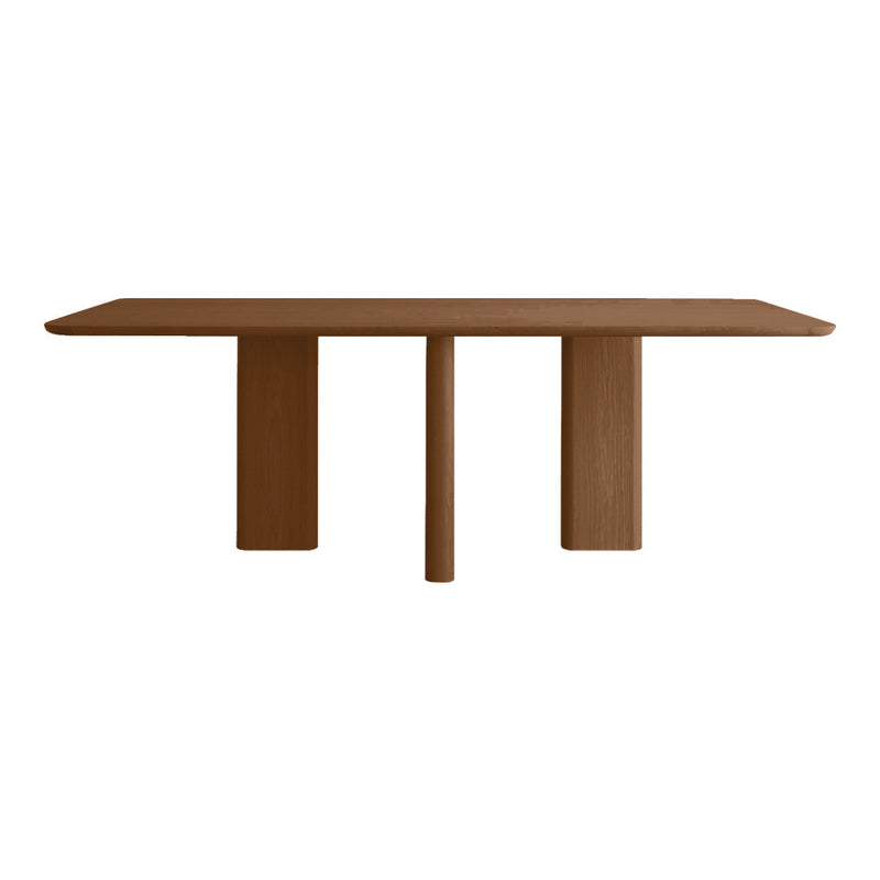 Brown minimalist table with a smooth finish and geometric pattern. Ideal for modern decor.