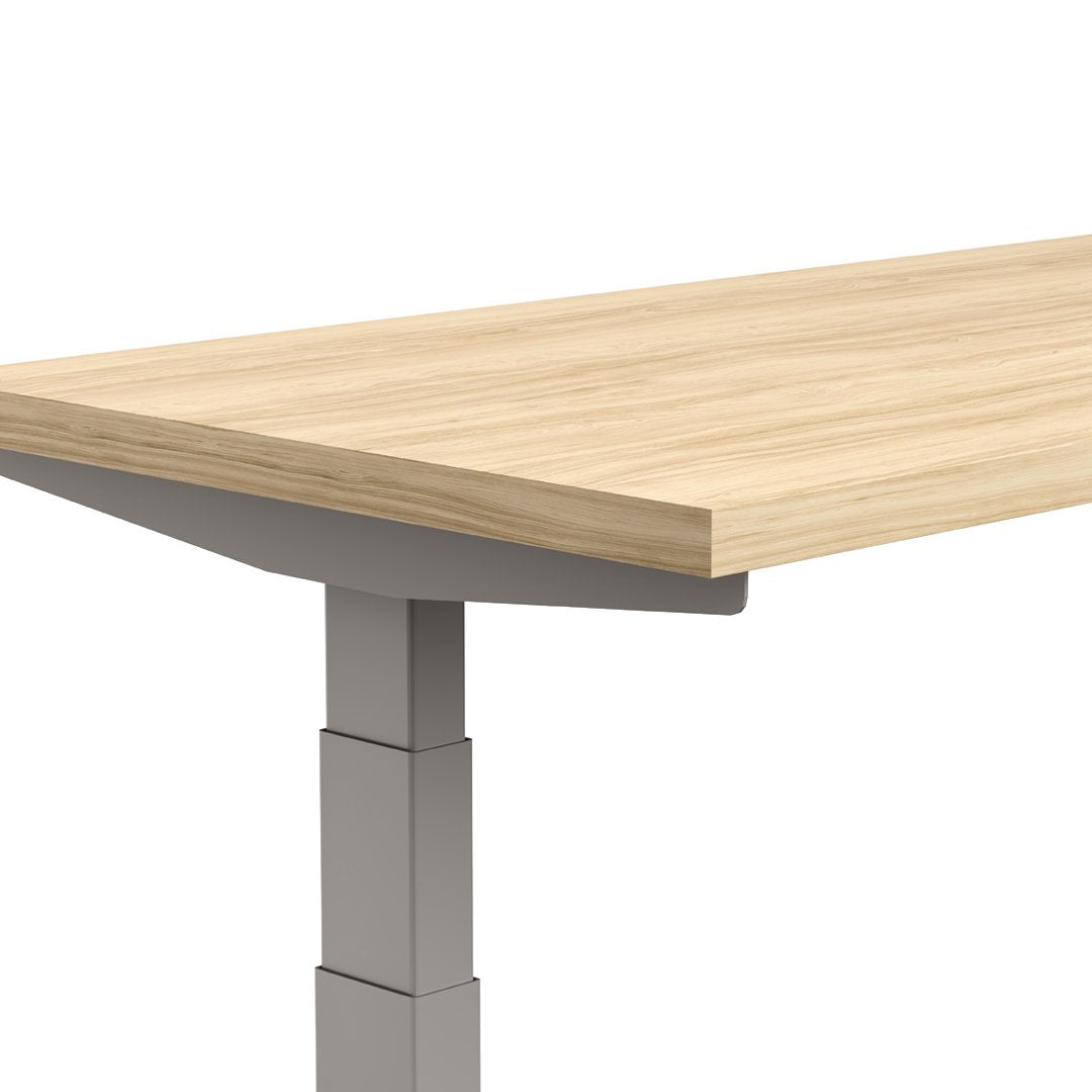 White Altitude A6 Height Adjustable Desk Close Up Top View