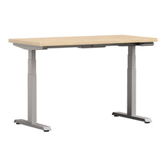 White Altitude A6 Height Adjustable Desk Grey Legs, light Wood top
