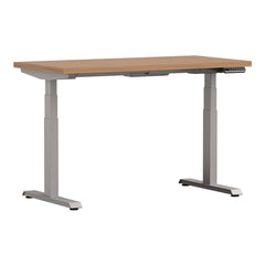 White Altitude A6 Height Adjustable Desk Grey legs, dark wood top