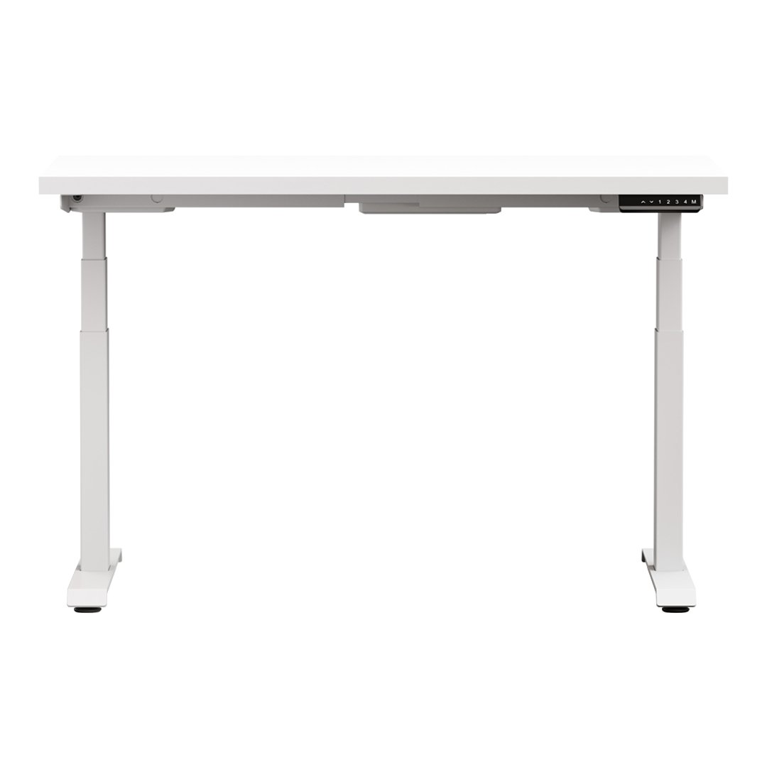 White Altitude A6 Height Adjustable Desk White with White Legs