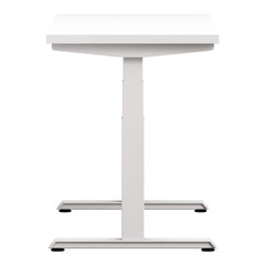 White Altitude A6 Height Adjustable Desk Top View White Top White legs