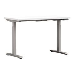 White Altitude A6 Height Adjustable Desk Side View White Top, Grey Legs