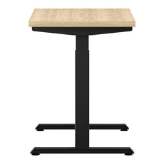 White Altitude A6 Height Adjustable Desk Top View Black Legs, Light Wood