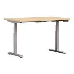 White Altitude A6 Height Adjustable Desk light wood top, with grey legs