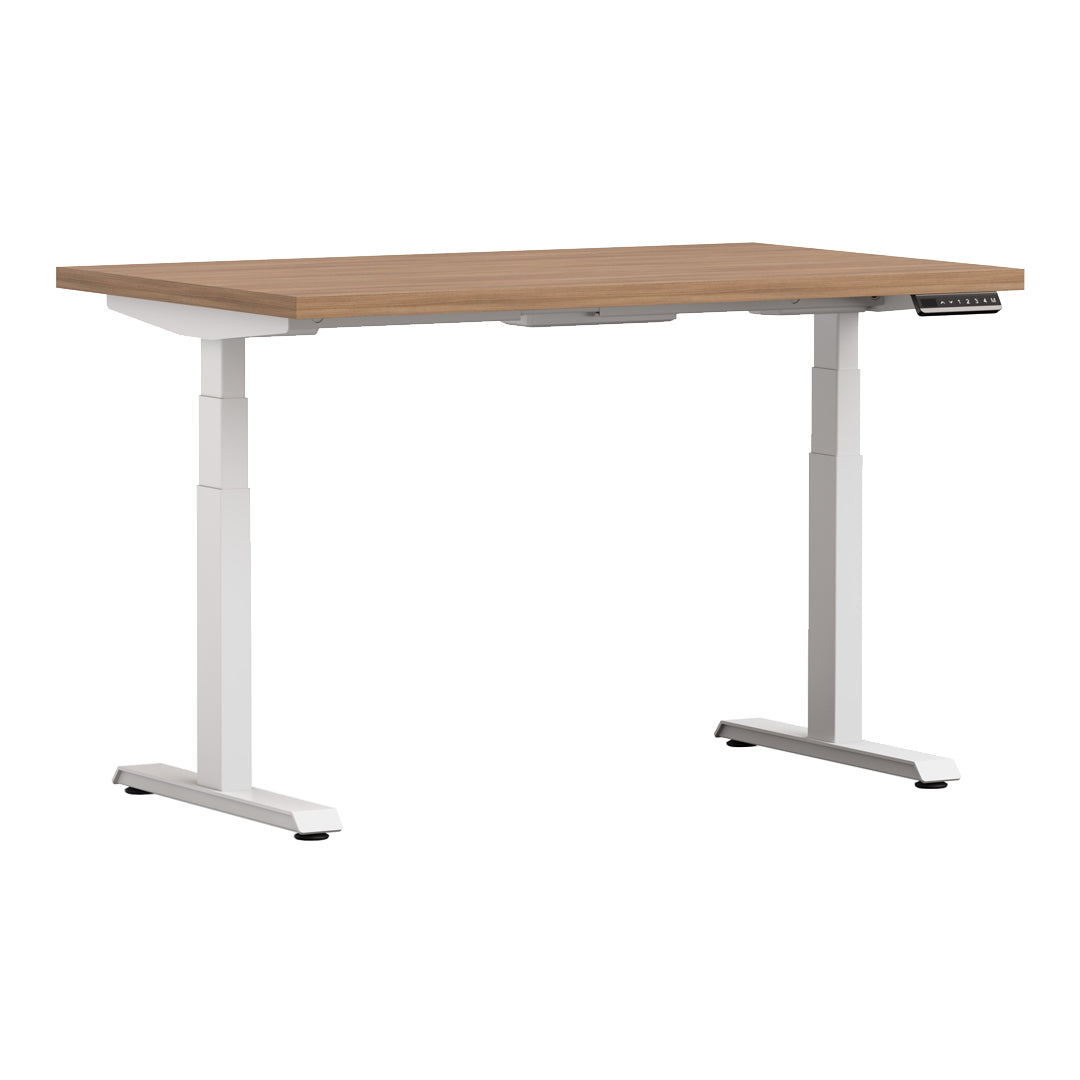 White Altitude A6 Height Adjustable Desk Dark Wood Top
