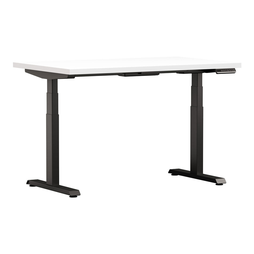 White Altitude A6 Height Adjustable Desk White Surface, black legs