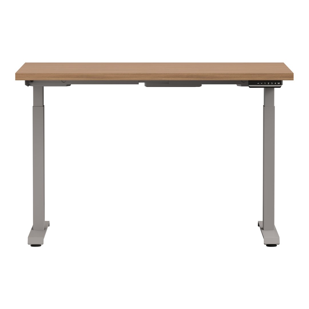 White Altitude A6 Height Adjustable Desk Wood with Grey Legs