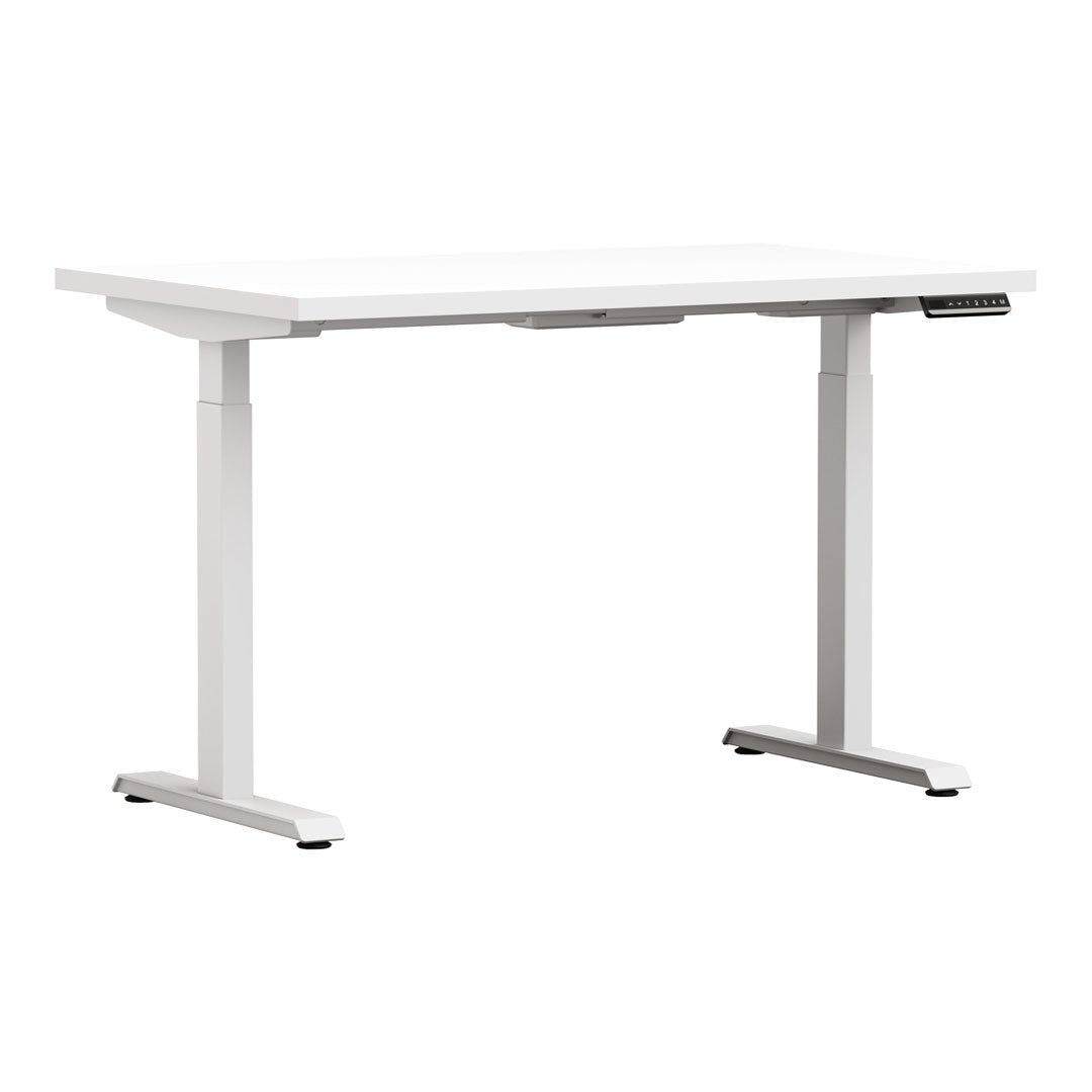 White Altitude A6 Height Adjustable Desk Side View White Top
