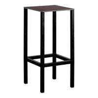 Black bar table with a sleek, minimalist design and a smooth, dark brown tabletop. Perfect for modern decor.