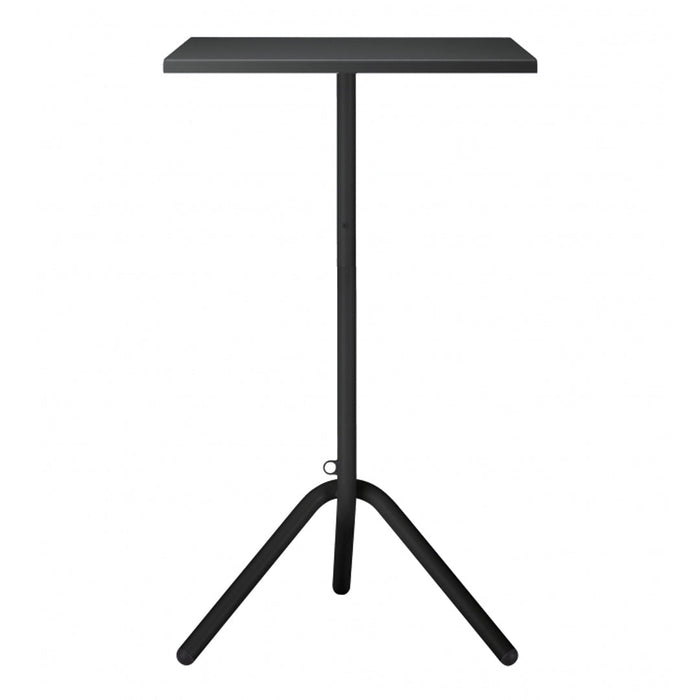Stylish black minimalistic side table with a sleek, flat top and three-legged base. Perfect for modern decor.