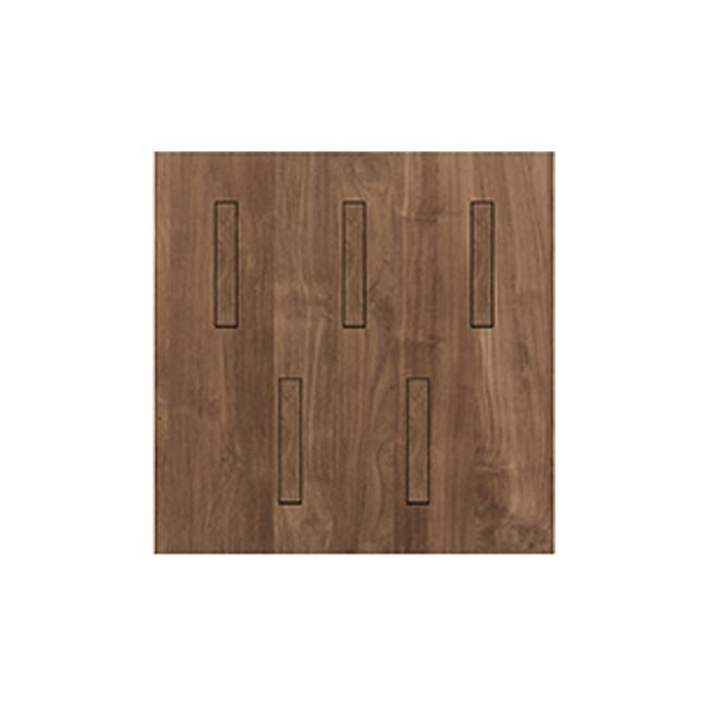 Wooden floor tile in warm brown tones with subtle linear patterns and grooves. Ideal for modern interiors.