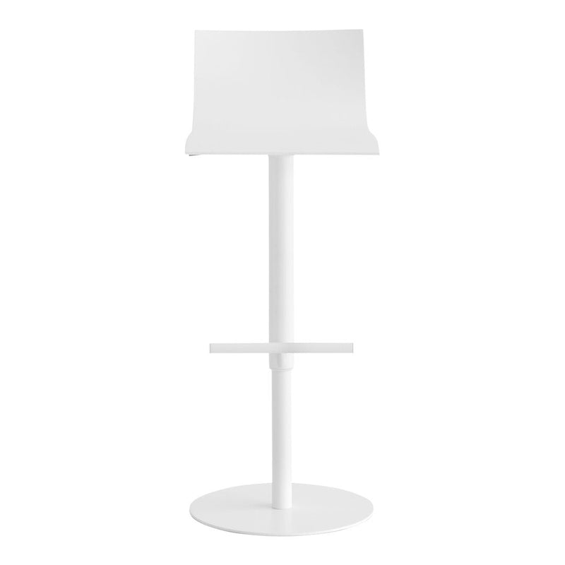 White modern bar stool with a sleek, minimalist design and smooth finish. Ideal for contemporary spaces.