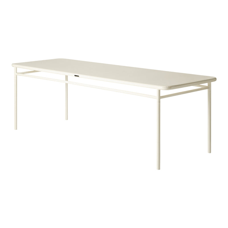 White rectangular table with a smooth, matte finish and simple, clean lines. Ideal for minimalistic decor.