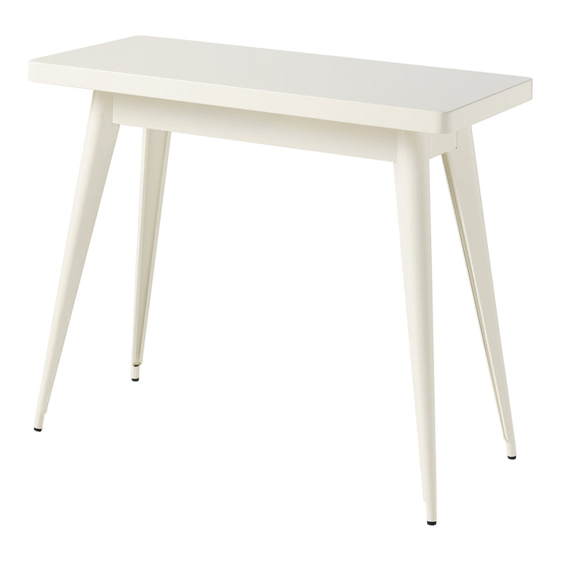 Minimalist white console table with sleek legs and smooth surface, perfect for modern decor.