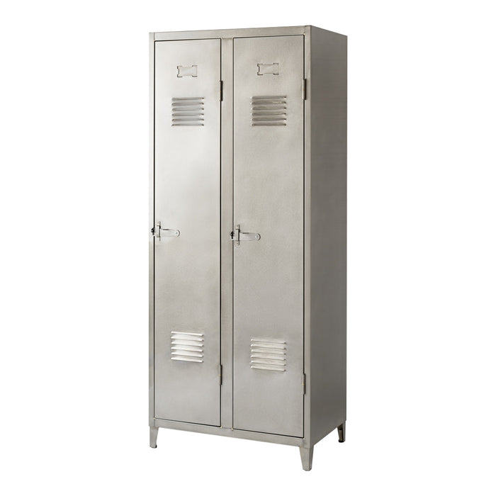 Stainless steel locker with a sleek, metallic finish and horizontal vented design. Perfect for modern storage.