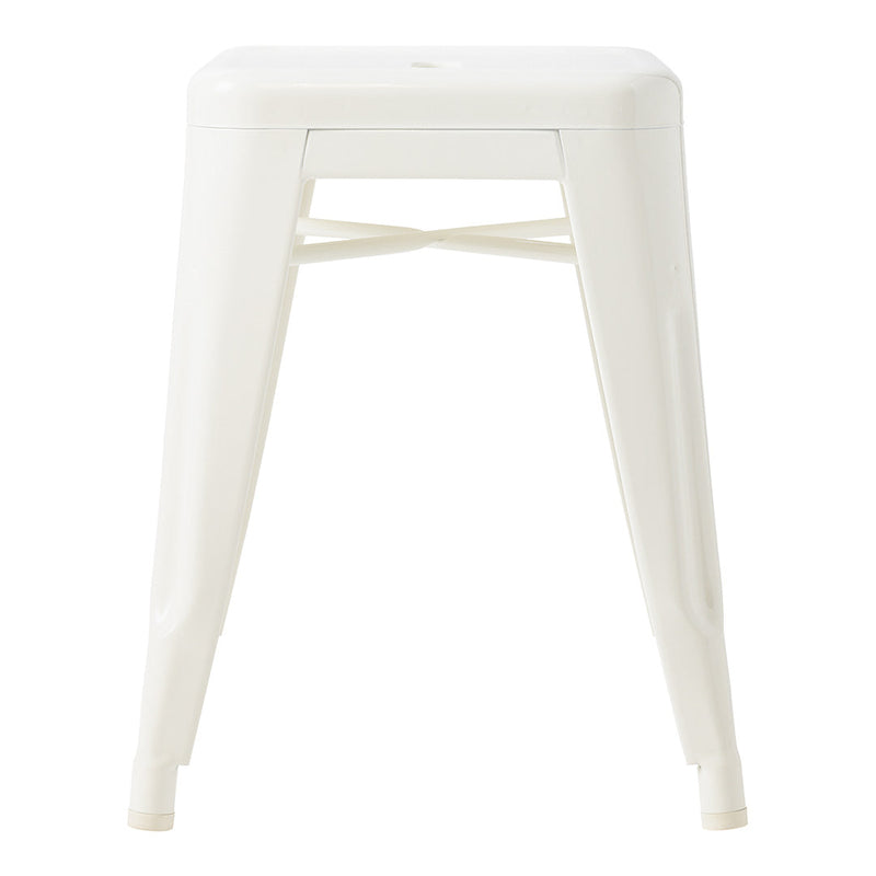 White metal stool with a sleek, minimalist design and smooth, glossy finish. Perfect for modern decor.