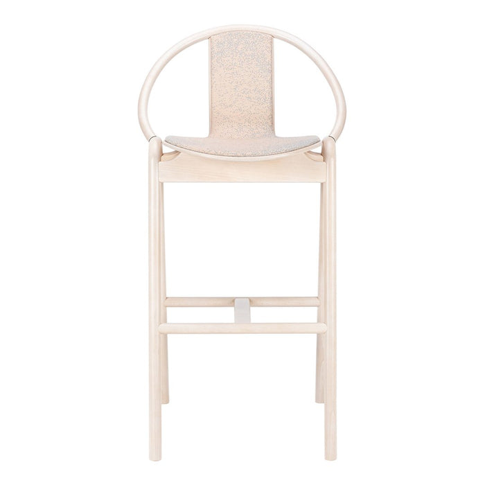Cream-colored modern bar stool with a minimalist design and subtle texture. Ideal for stylish interiors.