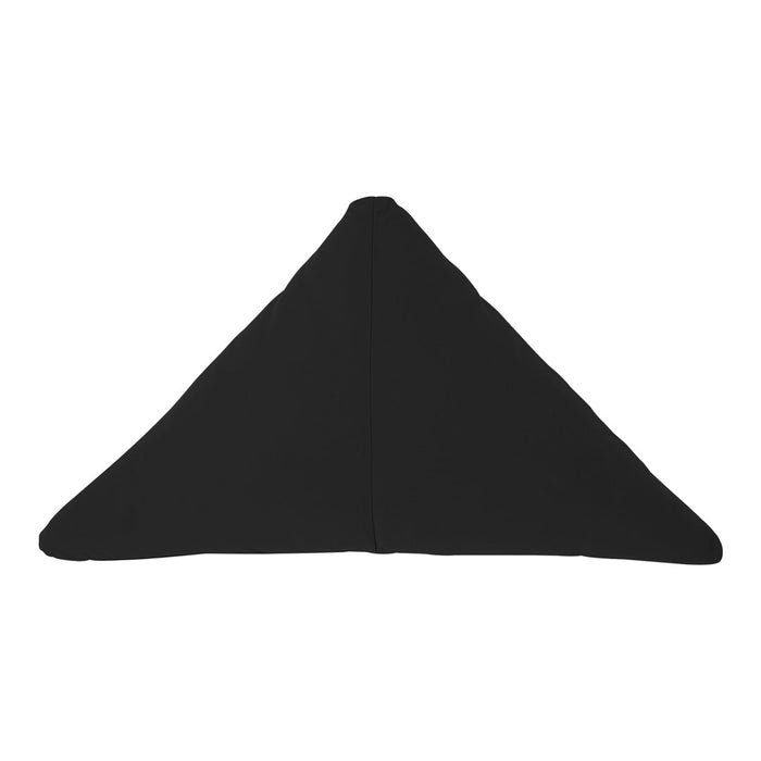 Black triangular fabric with a smooth texture, ideal for versatile styling options.