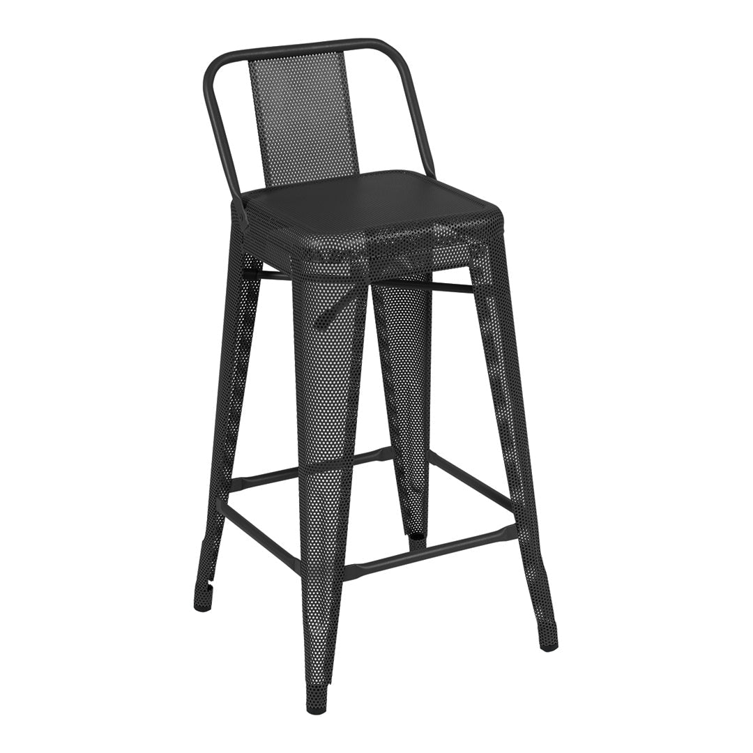 HPD65 Stool - Small Backrest - Perforated - Indoor