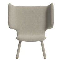 Light beige upholstered chair with a modern design and smooth, minimalist lines. Ideal for contemporary decor.