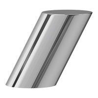 Shiny chrome finish with smooth, reflective surface featuring elegant sloped design and subtle streak patterns.