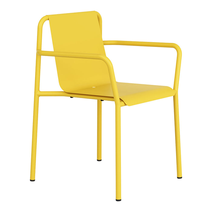 Bright yellow modern chair with a sleek, minimalist design and smooth matte finish, perfect for any contemporary space.