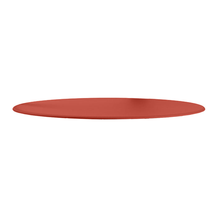 Rust-colored oval plate with a smooth matte finish and no patterns, perfect for modern dining settings.