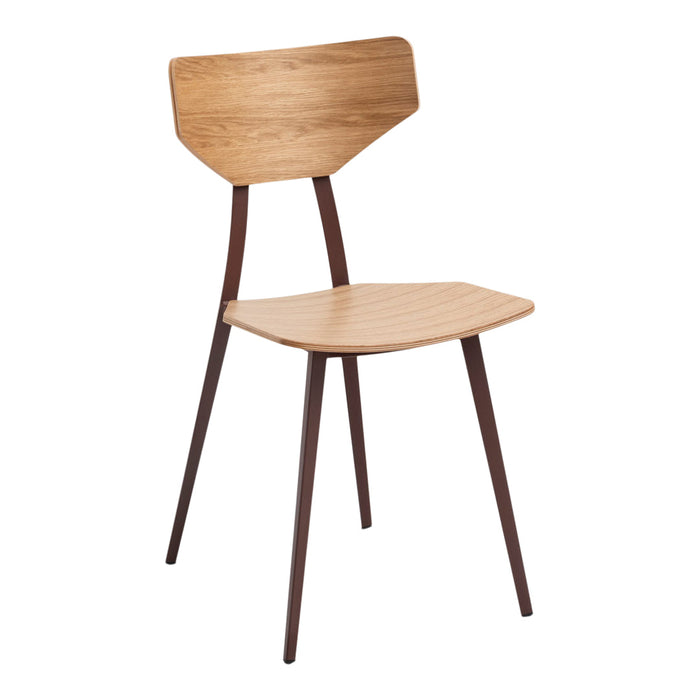 Natural wood grain finish with a sleek brown metal frame. Minimalist design for modern decor.