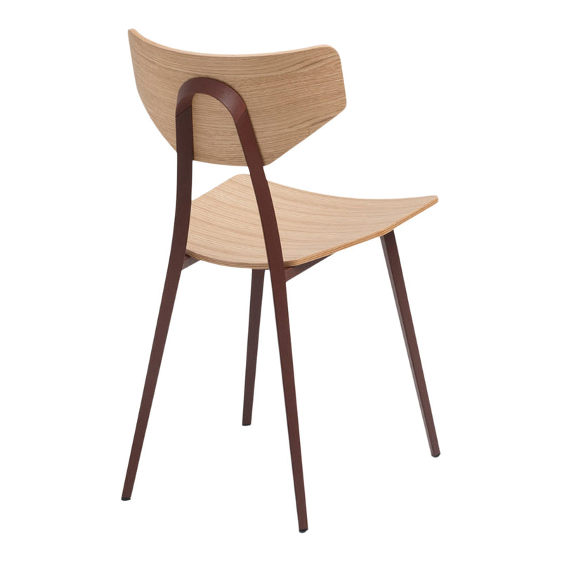 Light wood seat with a smooth, natural grain pattern and dark brown legs. Minimalist design in neutral tones.