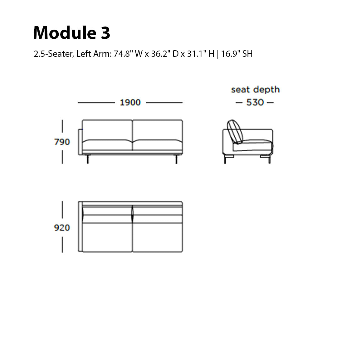 "Modern 2.5-seater sofa in soft gray upholstery with sleek lines and minimalistic design, perfect for contemporary decor."