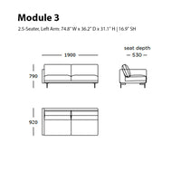 "Modern 2.5-seater sofa in soft gray upholstery with sleek lines and minimalistic design, perfect for contemporary decor."
